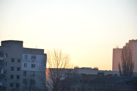 Residential new buildings at daybreak in a the city