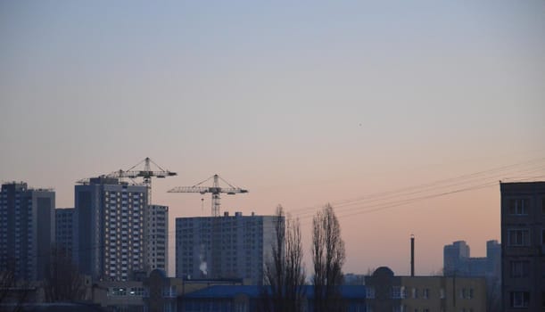 Residential new buildings at daybreak in a the city