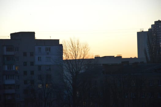 Residential new buildings at daybreak in a the city