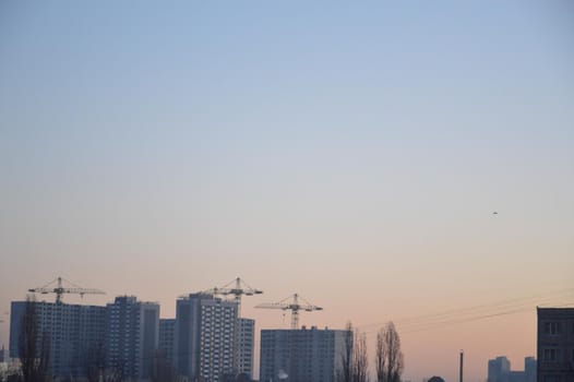 Residential new buildings at daybreak in a the city