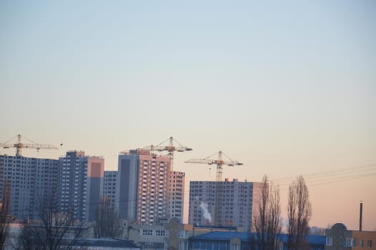 Residential new buildings at daybreak in a the city