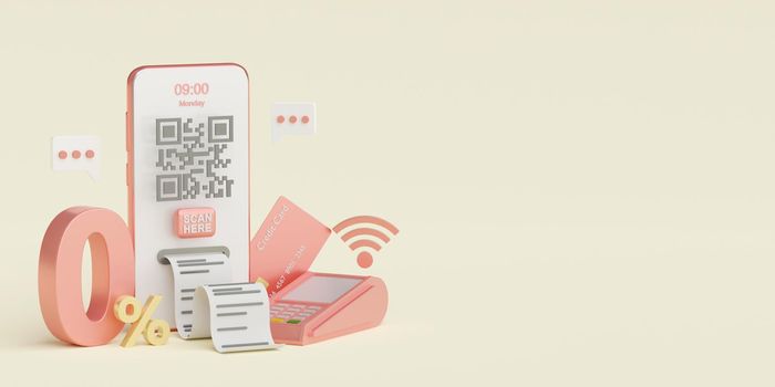 Electronic bill online payment on smartphone concept, 3d illustration
