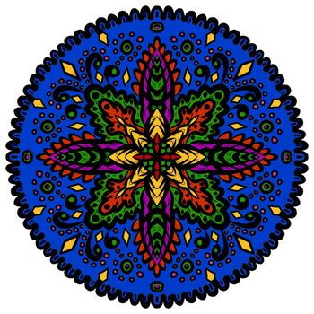 Hand drawn doodle mandala. Ethnic mandala with colorful ornament. applied Thai art Isolated.