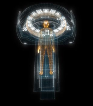 Digital MRI scan with patient Hologram. Medicine and Technology Concept. Interface element. 3d illustration