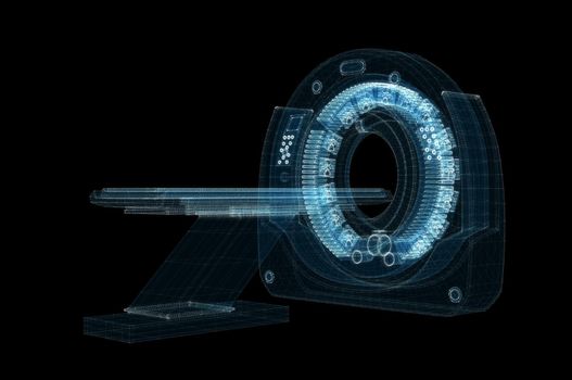 Digital MRI scan Hologram. Medicine and Technology Concept. Interface element. 3d illustration