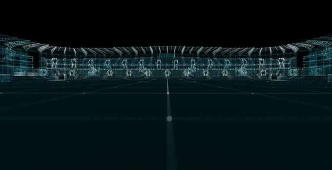 Universal Stadium Hologram. Sport and Technology Concept. Interface element. 3d illustration