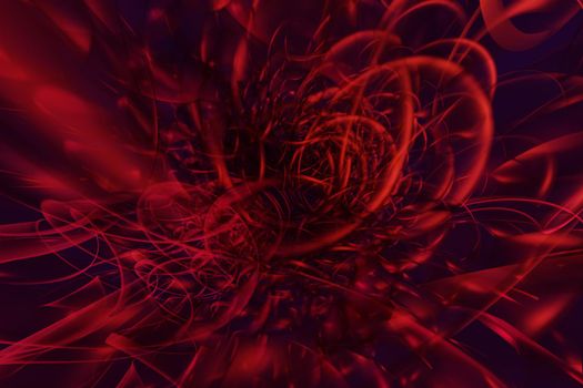 3d illustration of an abstract colorful red background with spirals, lines and geometric patterns