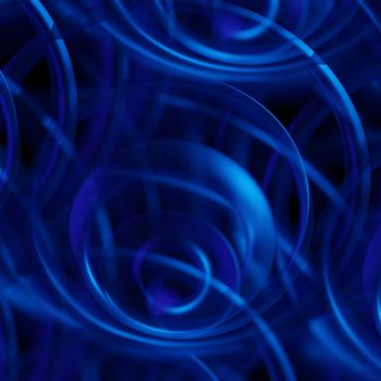 3d illustration of an abstract colorful blue background with spirals, lines and geometric patterns