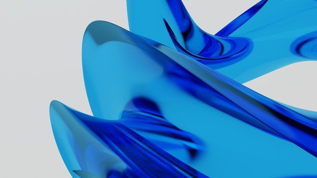 Abstract blue background with waving geometry. Digital illustration - 3d rendering