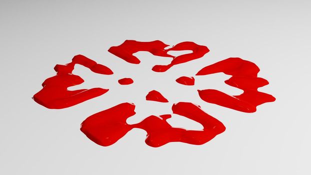 3D illustration of a red paint splash on a white surface