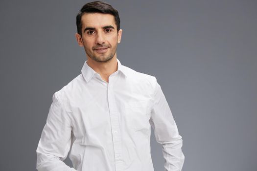 successful man in white shirts self-confidence business and office concept. High quality photo