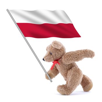 A Poland flag heart button isolated on white with clipping path