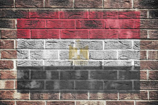 A Egypt flag painted on brick wall background
