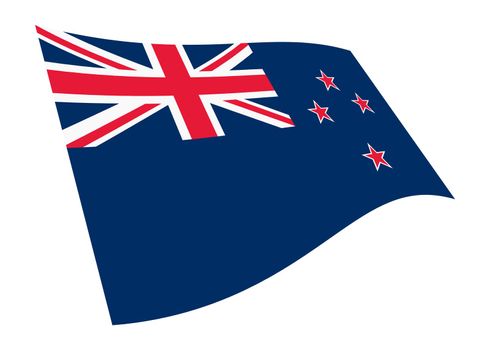 A New Zealand waving flag graphic isolated on white with clipping path 3d illustration