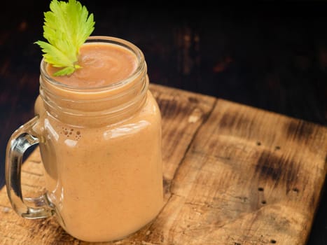 Pumpkin smoothie with celery leaves.