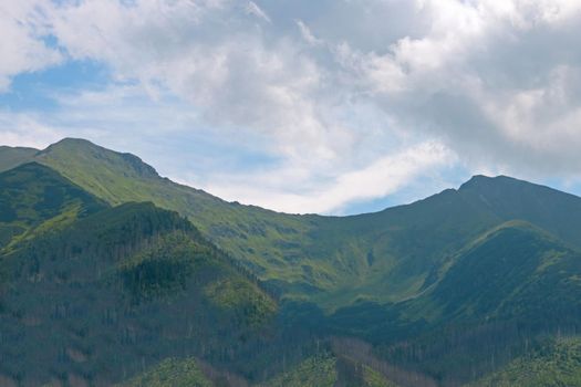 Beautiful picturesque mountain valley on a cloudy day