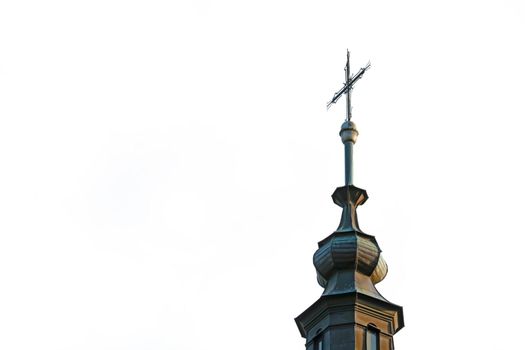 The top of the dome of the church or church on a white background. Isolate