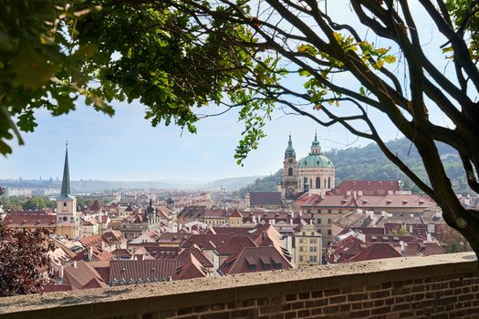 View of Mala Strana, a district in the city of Prague, from the castle hill