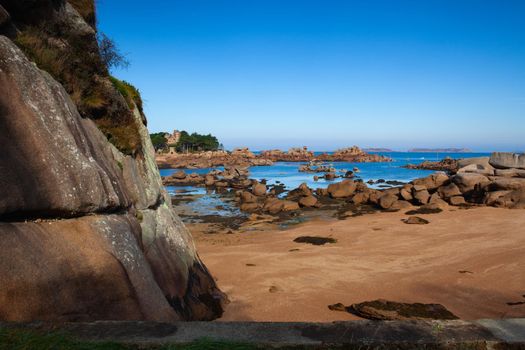 Pink Granite Coast is a stretch of coastline in the Cotes d Armor departement of northern Brittany, France. It stretches for more than thirty kilometres.