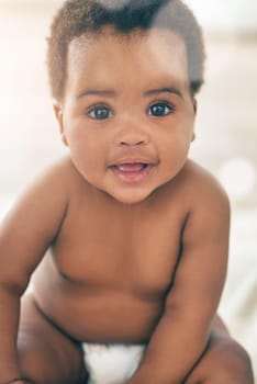 Portrait of an adorable baby girl at home