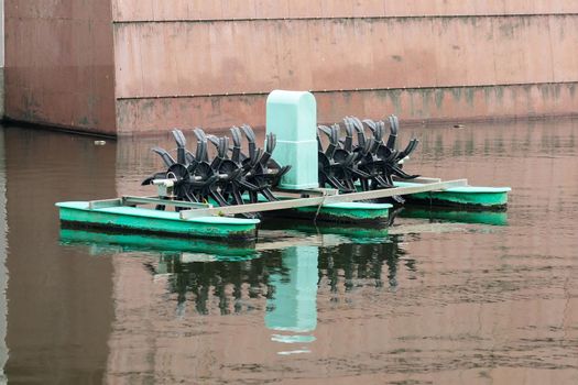 Paddle Wheel, which is suitable for wastewater treatment. A semi-natural pond