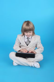 little gentleman with the tablet PC closeup