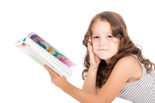 pretty little girl reading a book