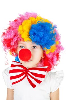 cute little girl dressed as a clown