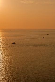 Beauty landscape with golden sunset above the sea background, PHUKET THAILAND
