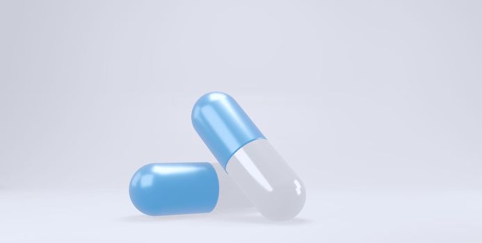 Medicine capsules isolated from the white background. 3d rendering