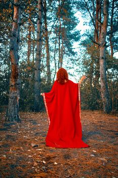 Woman in the forest. A fabulous creature in the forest autumn fairy.