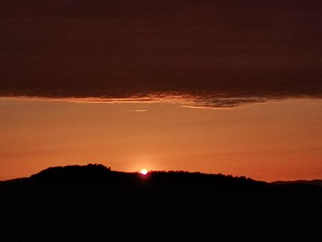 panorama of the sunset from the castle of MonteFiorino Modena on the hills. High quality photo