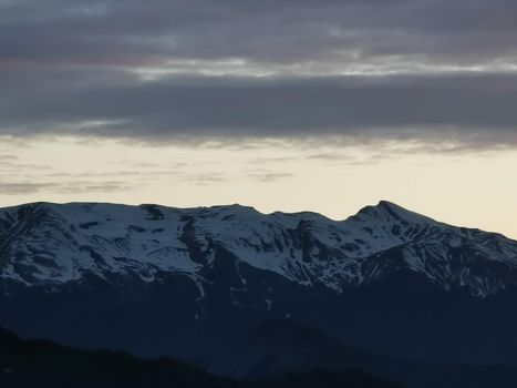 panorama of the sunset from the castle of MonteFiorino Modena on the hills. High quality photo