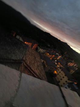 panorama of the sunset from the castle of MonteFiorino Modena on the hills. High quality photo