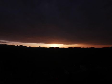 panorama of the sunset from the castle of MonteFiorino Modena on the hills. High quality photo