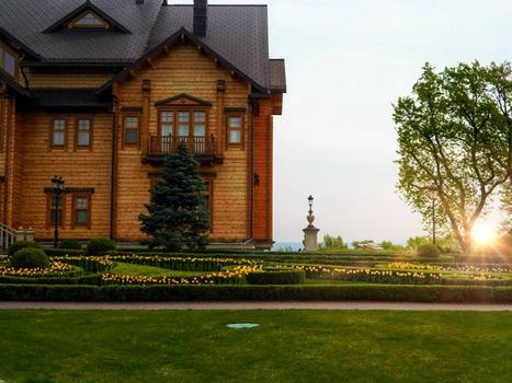 Mezhyhirya National Park, Novi Petrivtsi, Kyiv region, Ukraine: Museum of Corruption. The large natural complex Mezhyhirya Residence with a beautiful garden, a cascade of lakes. High quality photo