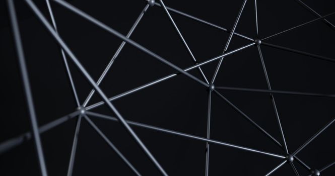 Abstract black science 3D background. Network connection structure, 3d rendering.