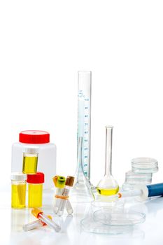 Sampling tubes, vials, petri dishes test pieces pipette