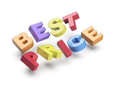 Best price promo text with colorful letters on white background