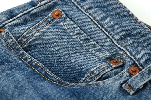 Close up of details of new LEVI'S 501 Jeans. Buttons and seams and pockets close-up. Classic jeans model. LEVI'S is a brand name of Levi Strauss and Co, founded in 1853. 31.12.2021, Rostov, Russia.
