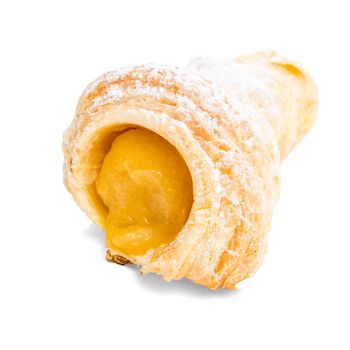 Caramujo typical portuguese pastry, isolated on white background.