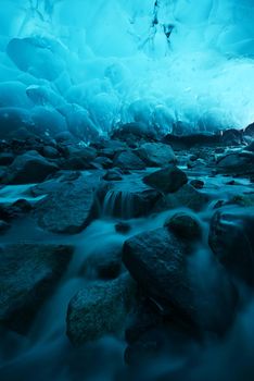 blue glacier ice cave near Juneau, Alaska