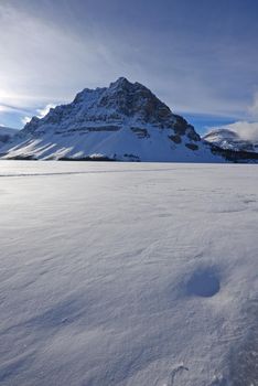 snow capped mountain in winter at canadian rockies