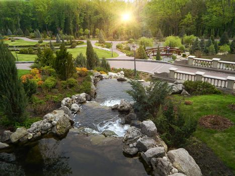 Mezhyhirya National Park, Novi Petrivtsi, Kyiv region, Ukraine: Museum of Corruption. The large natural complex Mezhyhirya Residence with a beautiful garden, a cascade of lakes. High quality photo