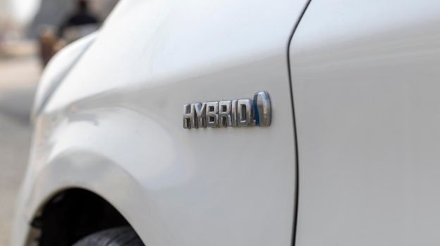 Swat, Pakistan, February 21,2022: Toyota prius car hybrid logo