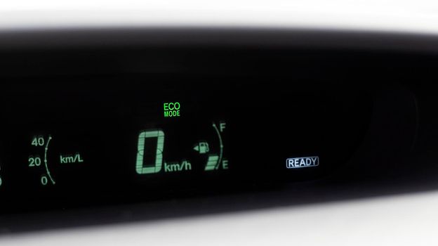Eco mode of an Electric or hybrid car digital speedometer