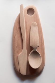 Handmade Wooden Spoons for hiking and outdoor activities. Craftsmanship and artisan concept. High quality photo