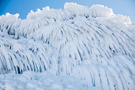 Ice formations. Forms of frozen water.