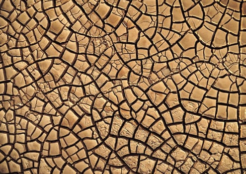 Desert. Aerial view of a beautiful cracks in the ground. texture, deep crack. Effects of heat and drought. effects of global warming. cracked desert landscape.