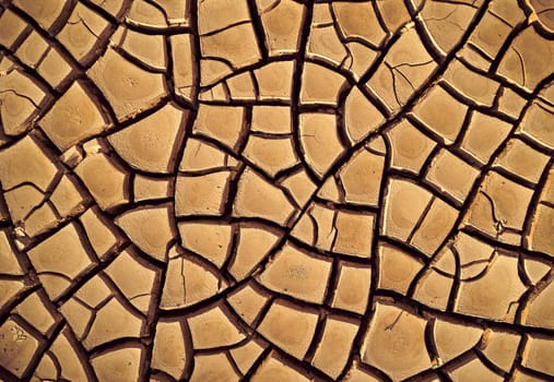 Desert. Aerial view of a beautiful cracks in the ground. texture, deep crack. Effects of heat and drought. effects of global warming. cracked desert landscape.